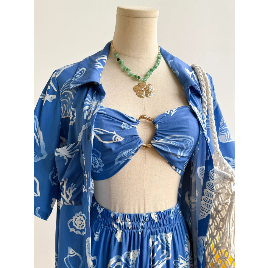 Seashell Print 3-Piece Summer Set Apparel and Accessories