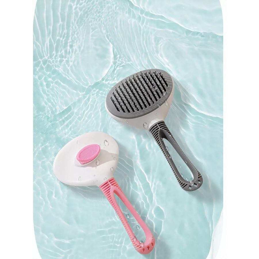Self-Cleaning Slicker Pet Hair Remover Brush Gray / One Size Apparel and Accessories
