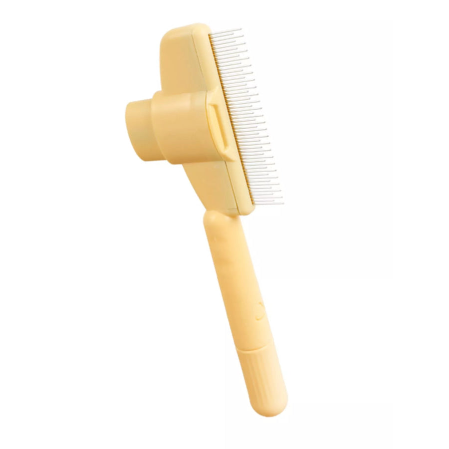 Self-Cleaning Slicker Pet Hair Remover Brush Yellow Comb / One Size Apparel and Accessories