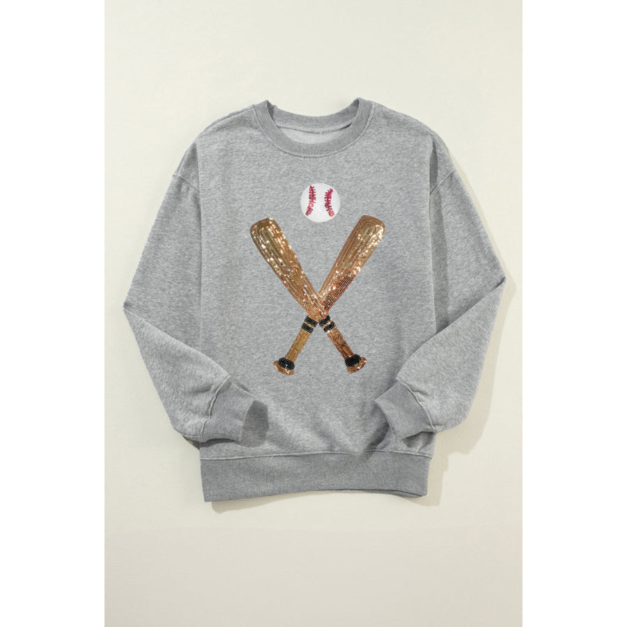 Sequin Baseball Long Sleeve Sweatshirt Apparel and Accessories