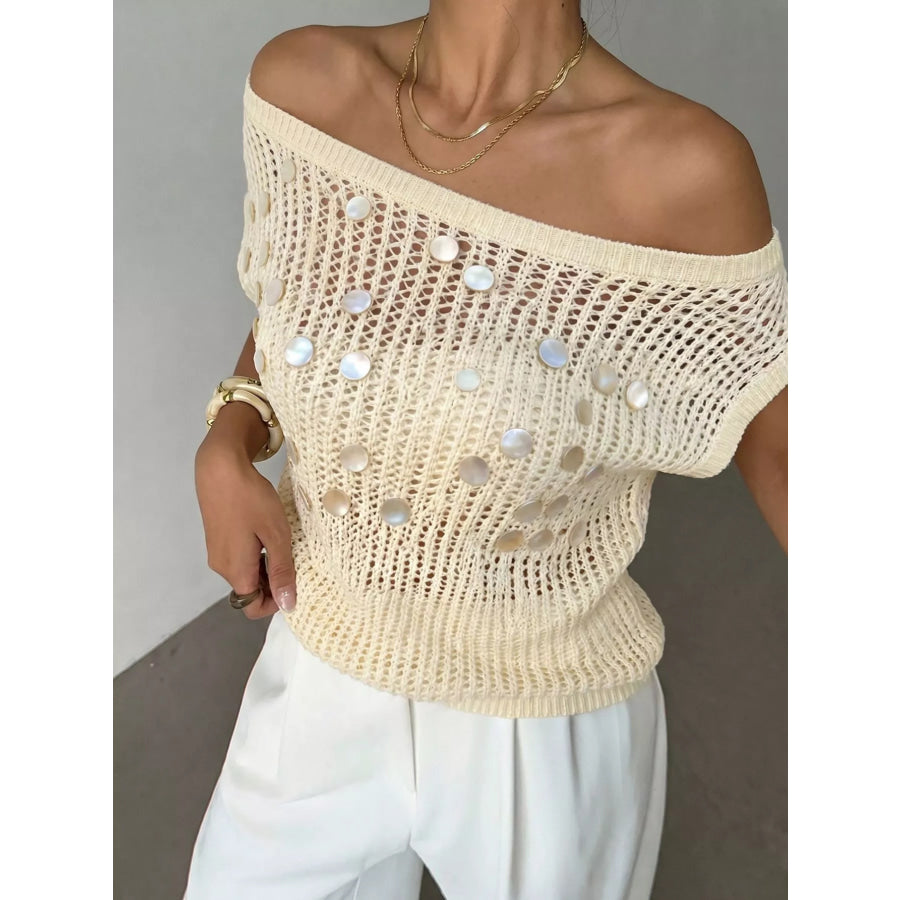 Sequin Boat Neck Knit Cover Up Apparel and Accessories