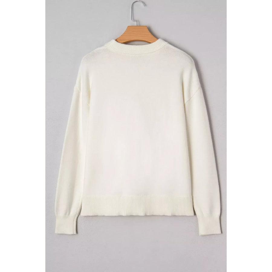 Sequin Bow Embellished Pullover Sweater Apparel and Accessories
