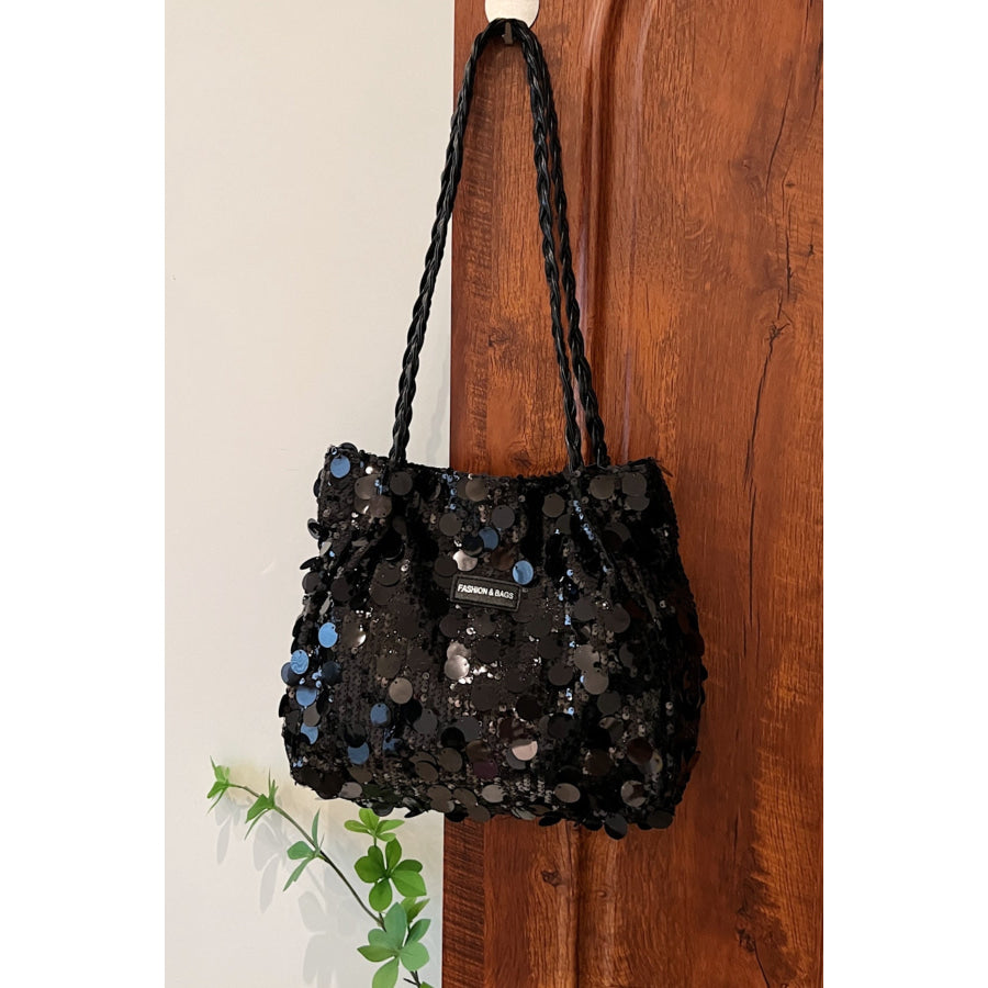 Sequin Braided Strap Shoulder Bag Apparel and Accessories