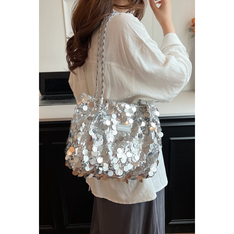 Sequin Braided Strap Shoulder Bag Apparel and Accessories