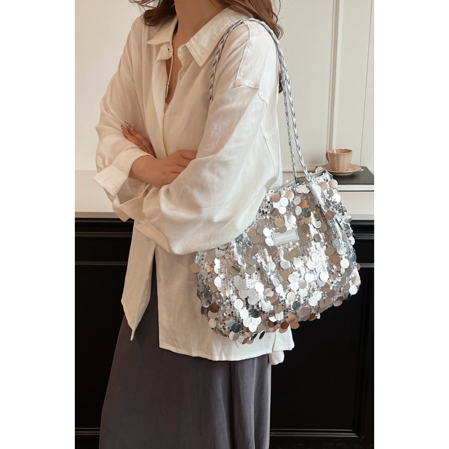 Sequin Braided Strap Shoulder Bag Apparel and Accessories