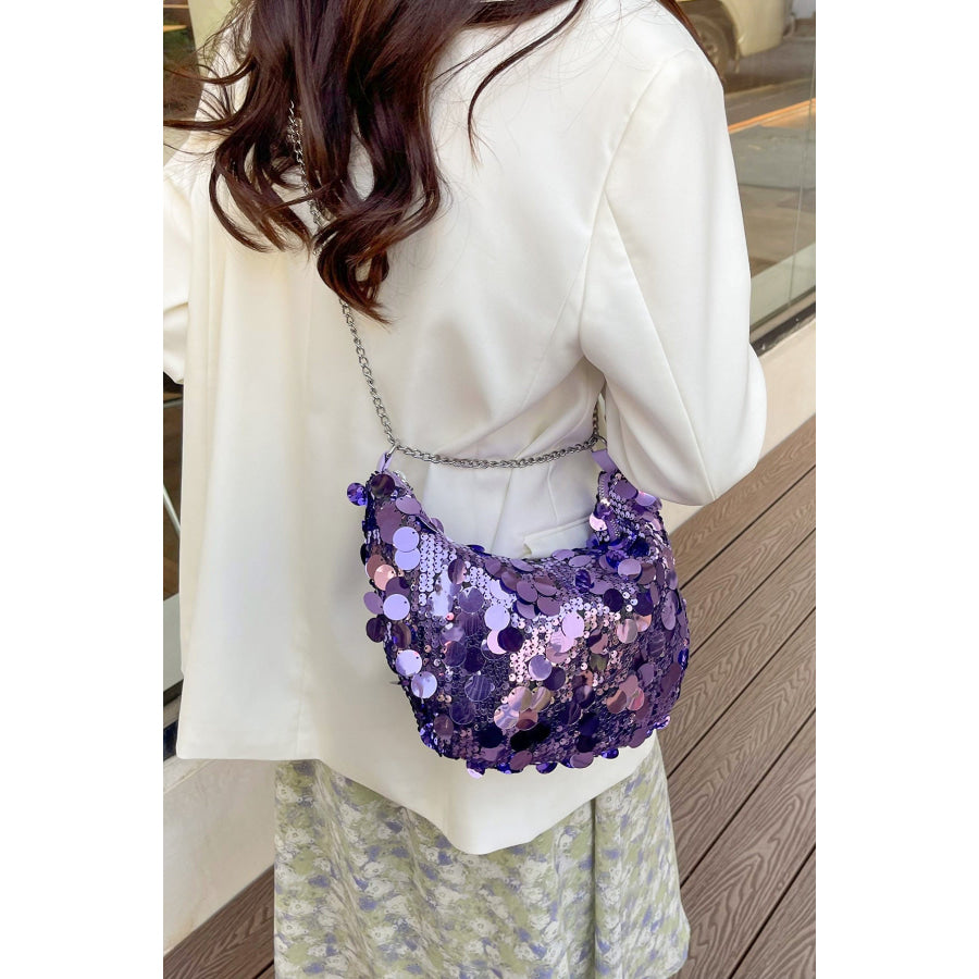 Sequin Chain Crossbody Bag Apparel and Accessories