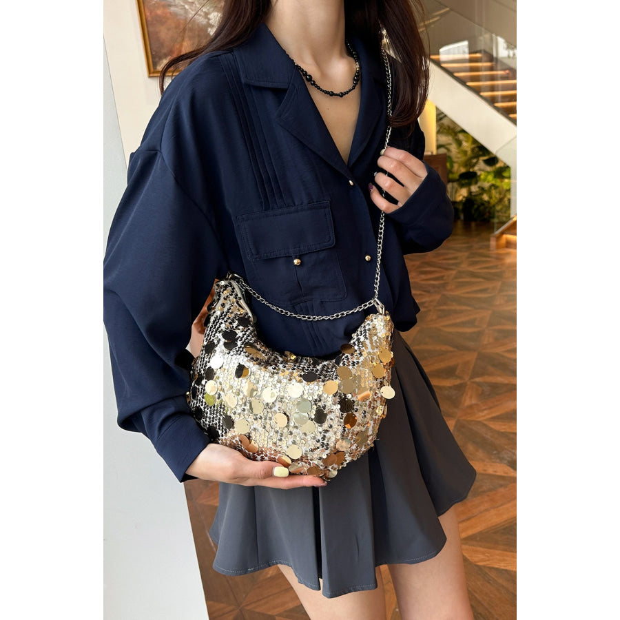 Sequin Chain Crossbody Bag Apparel and Accessories