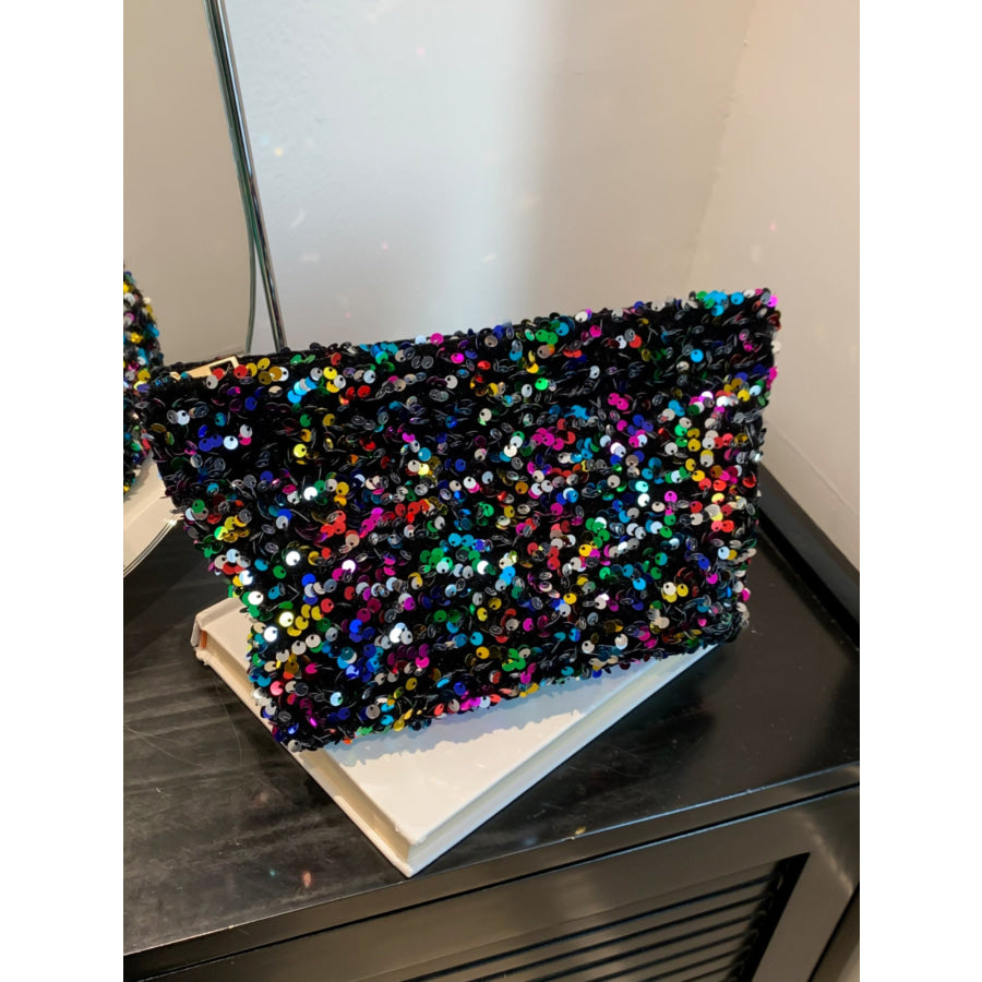 Sequin Clutch with Zipper Apparel and Accessories