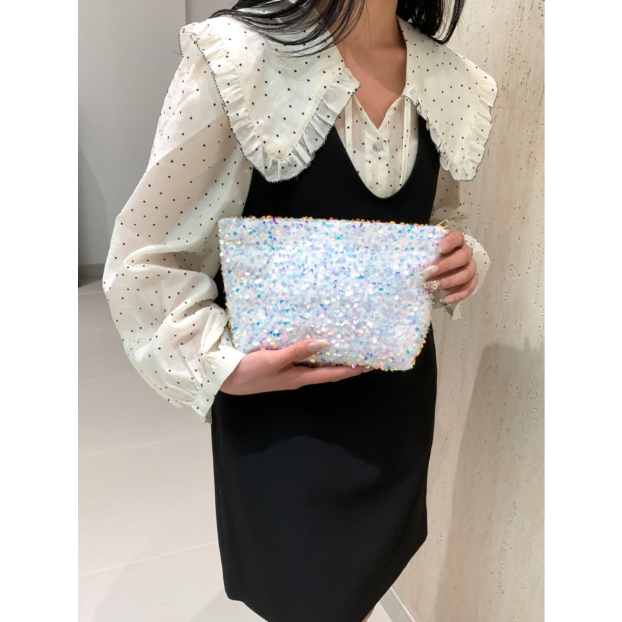 Sequin Clutch with Zipper Apparel and Accessories