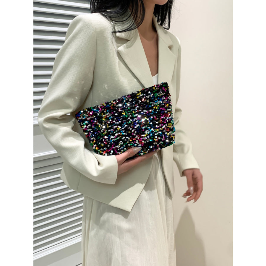 Sequin Clutch with Zipper Apparel and Accessories