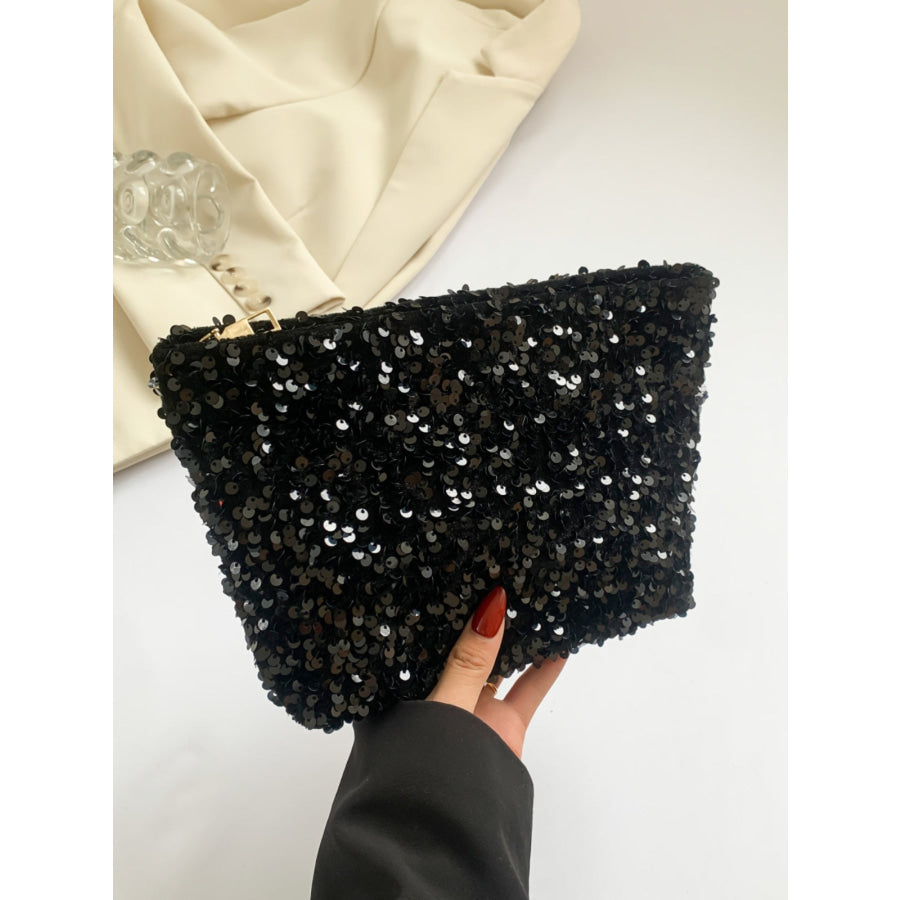 Sequin Clutch with Zipper Apparel and Accessories