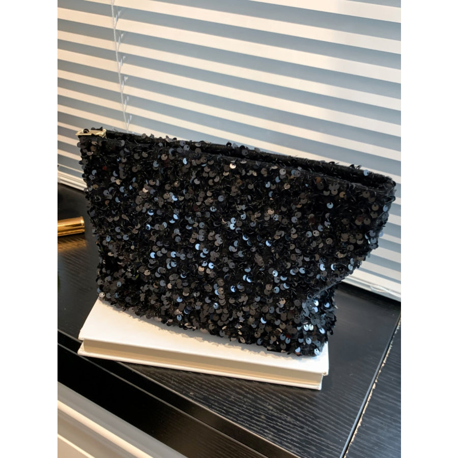 Sequin Clutch with Zipper Apparel and Accessories