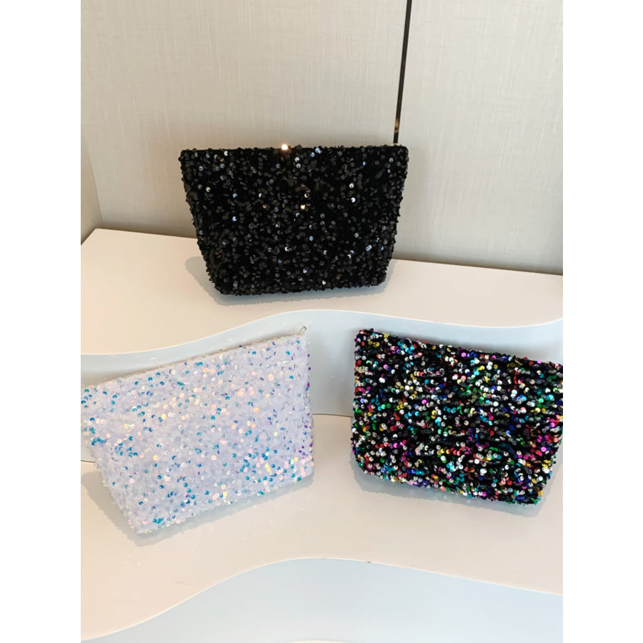 Sequin Clutch with Zipper Apparel and Accessories