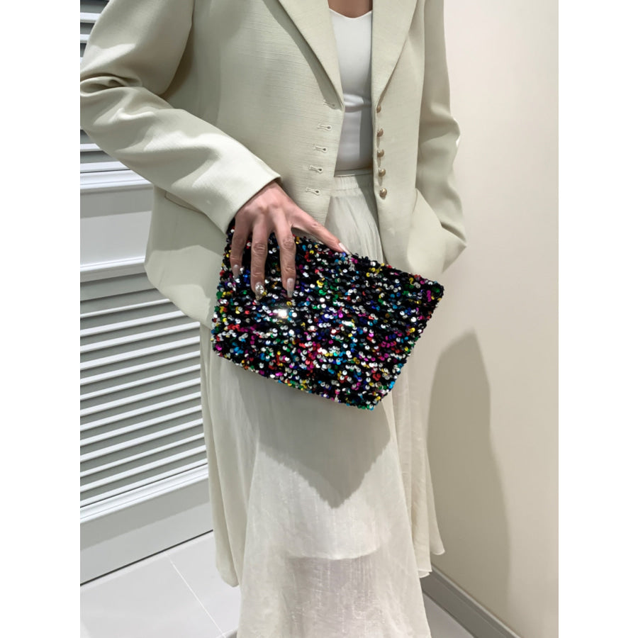 Sequin Clutch with Zipper Apparel and Accessories