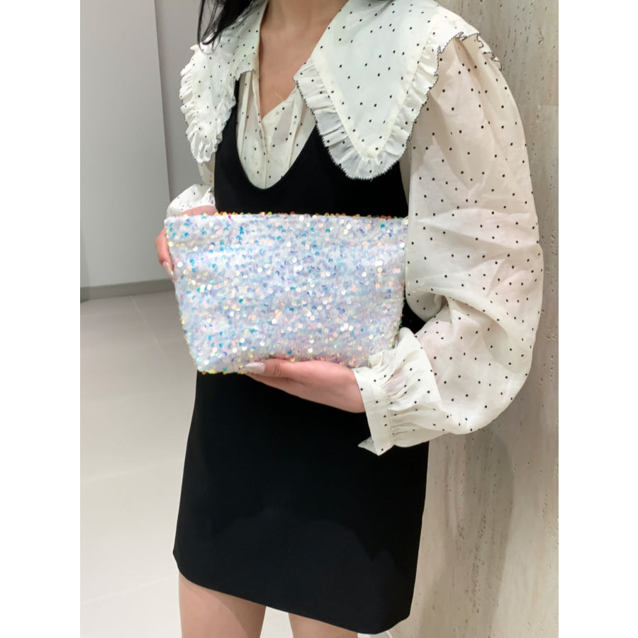 Sequin Clutch with Zipper Apparel and Accessories