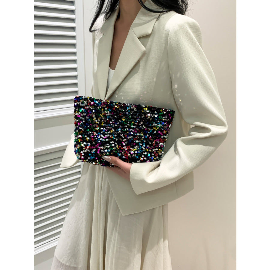 Sequin Clutch with Zipper Apparel and Accessories