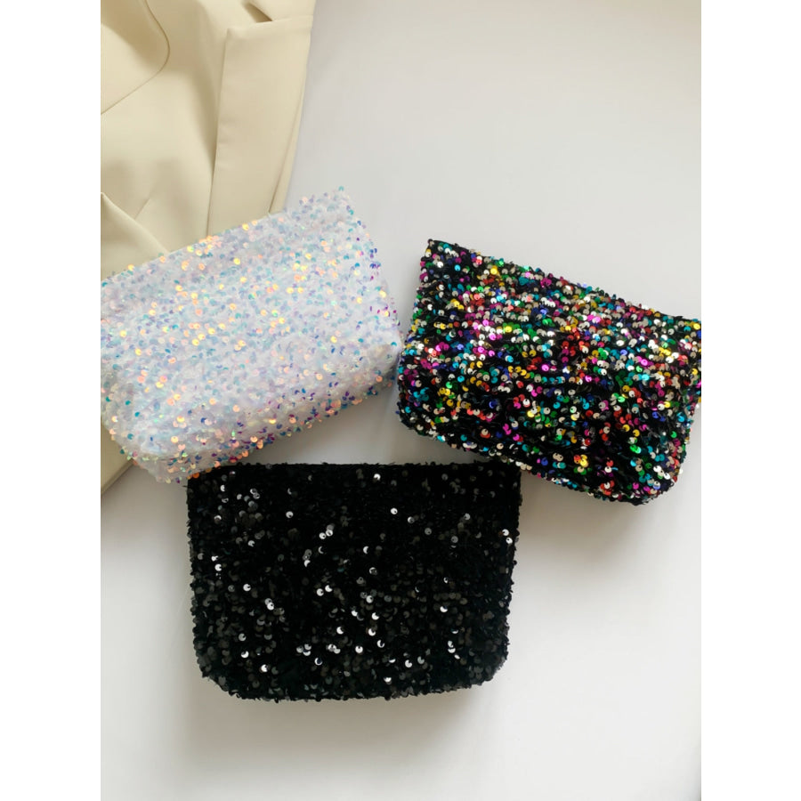 Sequin Clutch with Zipper Apparel and Accessories