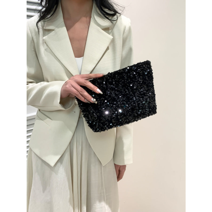 Sequin Clutch with Zipper Apparel and Accessories