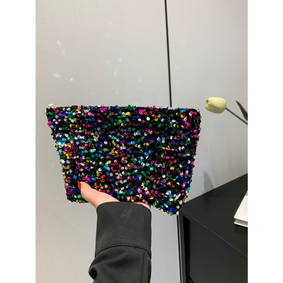 Sequin Clutch with Zipper Multicolor / One Size Apparel and Accessories