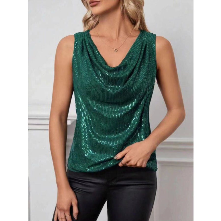 Sequin Cowl Neck Tank Apparel and Accessories