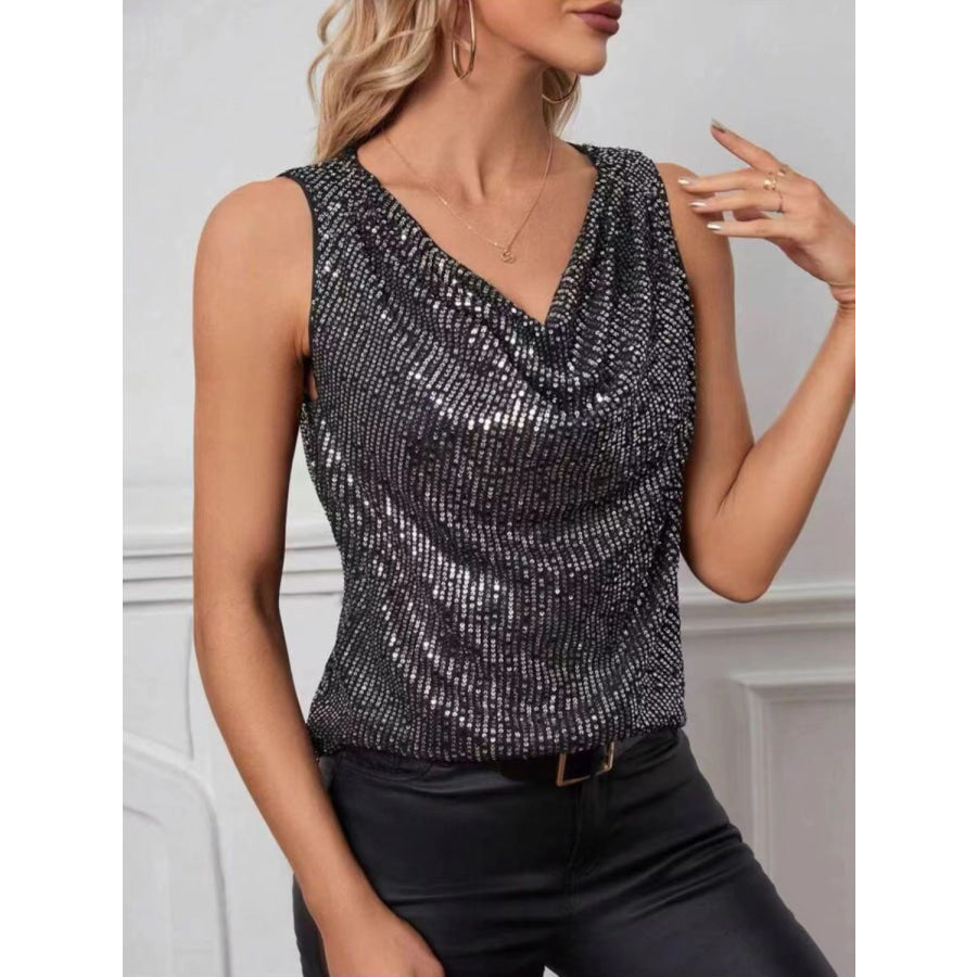 Sequin Cowl Neck Tank Apparel and Accessories