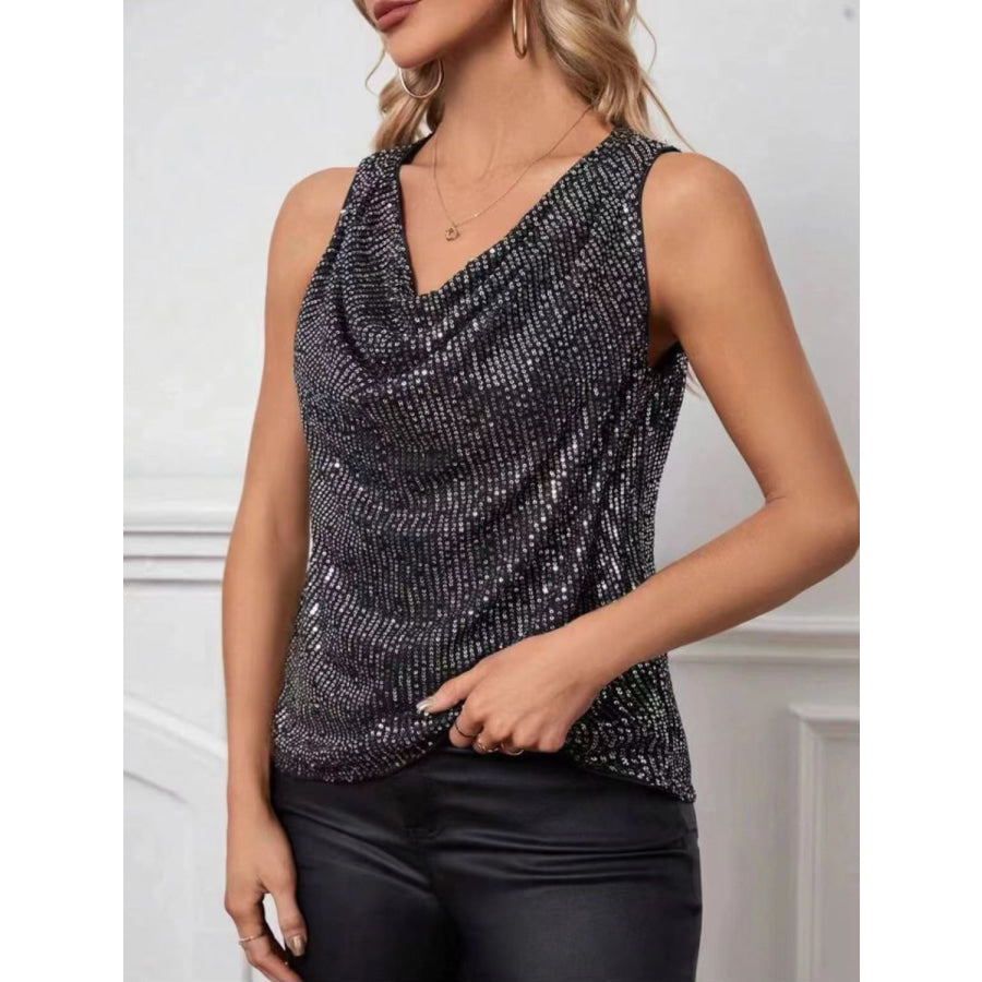 Sequin Cowl Neck Tank Apparel and Accessories