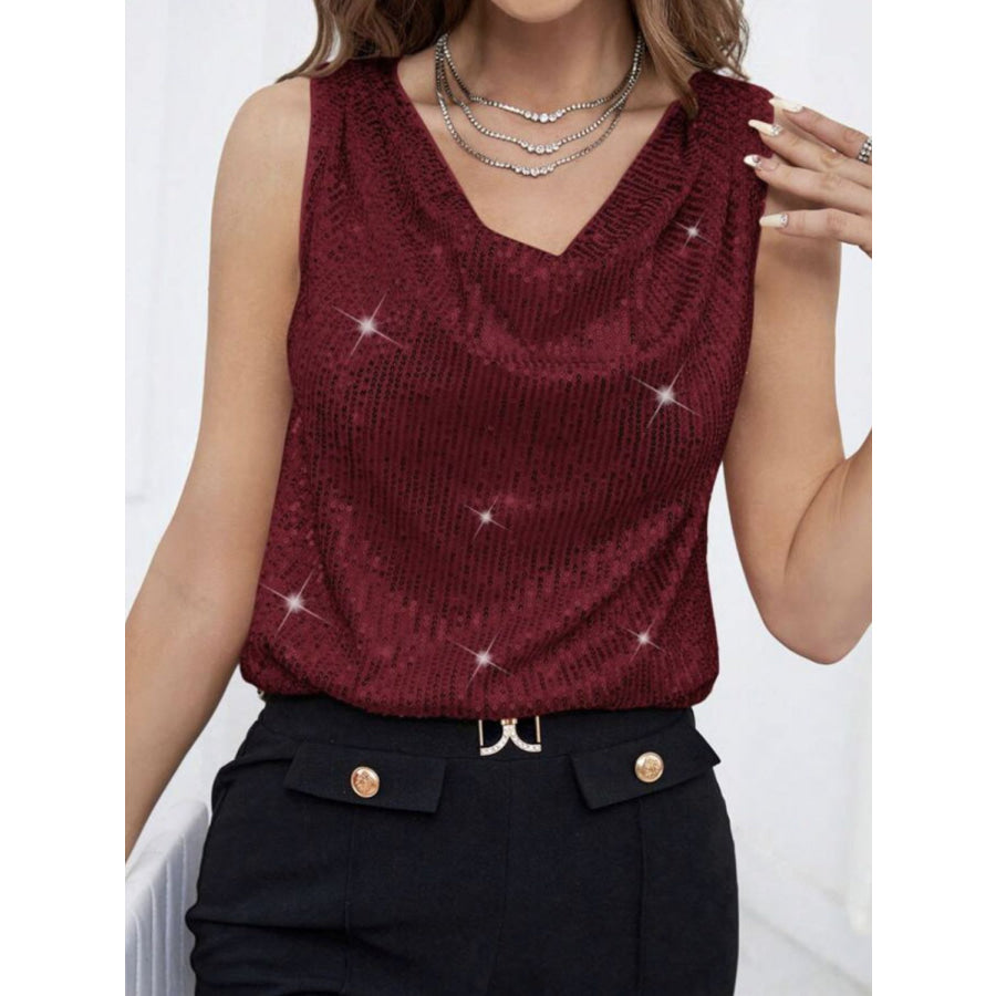 Sequin Cowl Neck Tank Apparel and Accessories