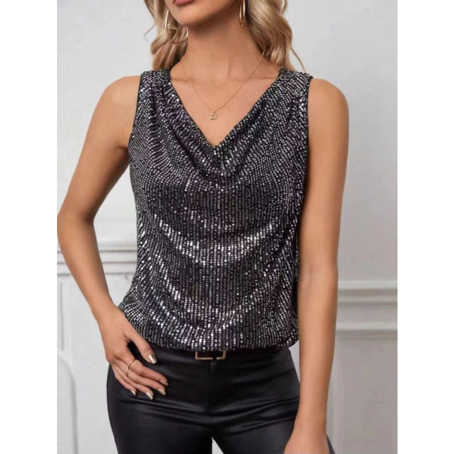 Sequin Cowl Neck Tank Apparel and Accessories