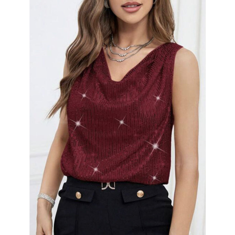 Sequin Cowl Neck Tank Apparel and Accessories