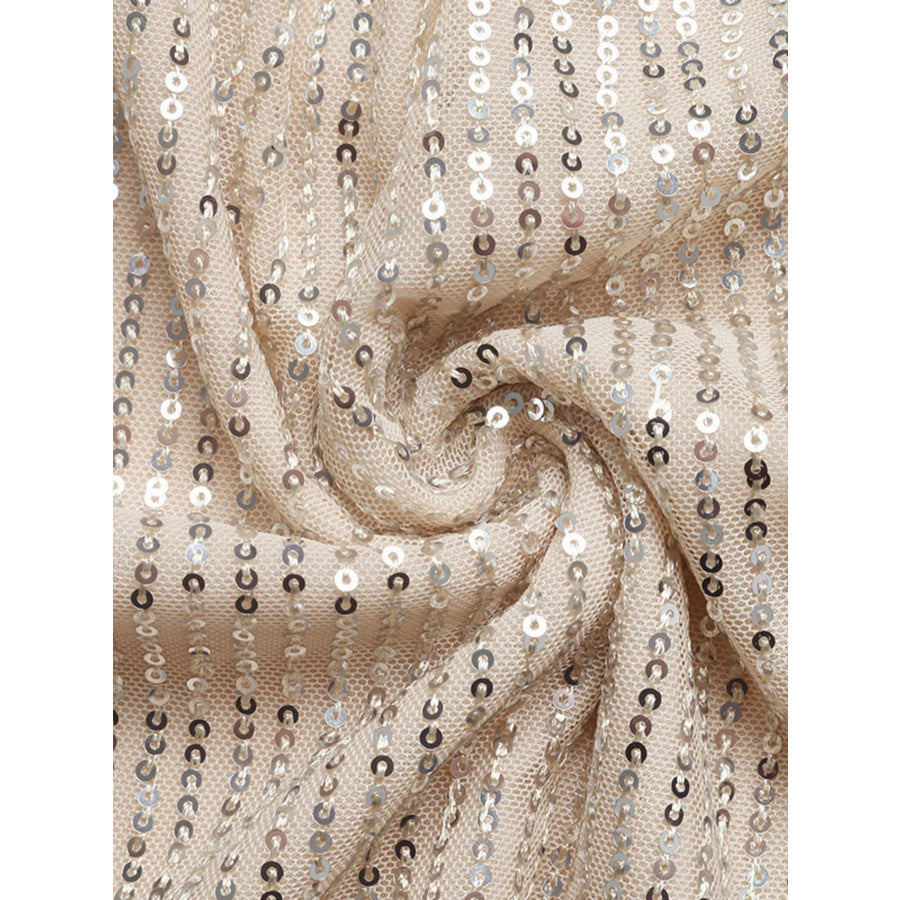 Sequin Cutout Back Long Sleeve Blouse Apparel and Accessories