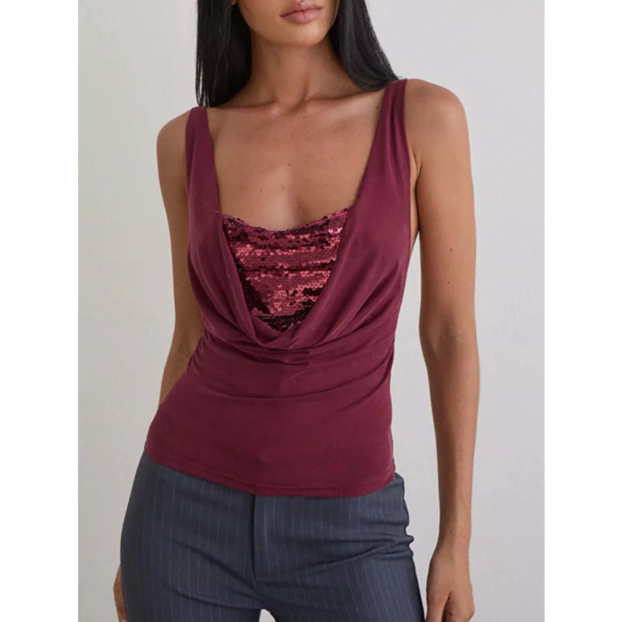 Sequin Detail Ruched Tank Apparel and Accessories