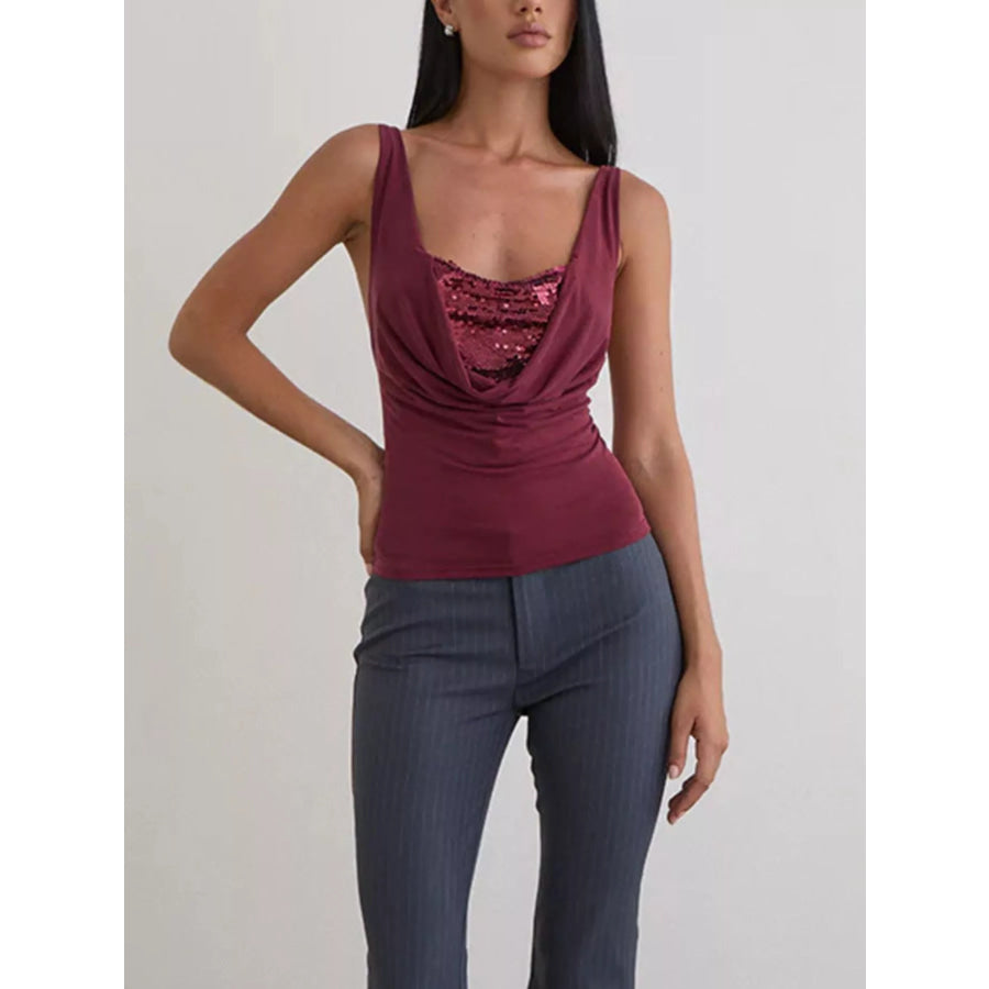 Sequin Detail Ruched Tank Apparel and Accessories