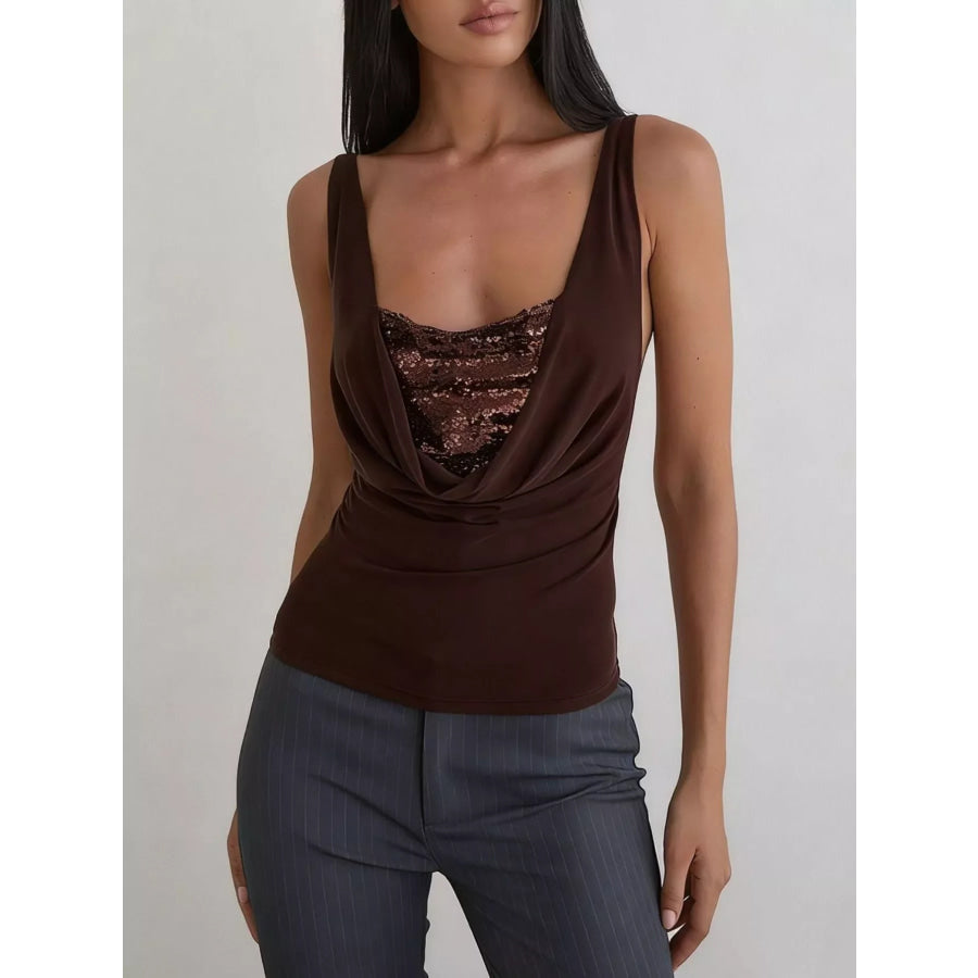 Sequin Detail Ruched Tank Apparel and Accessories