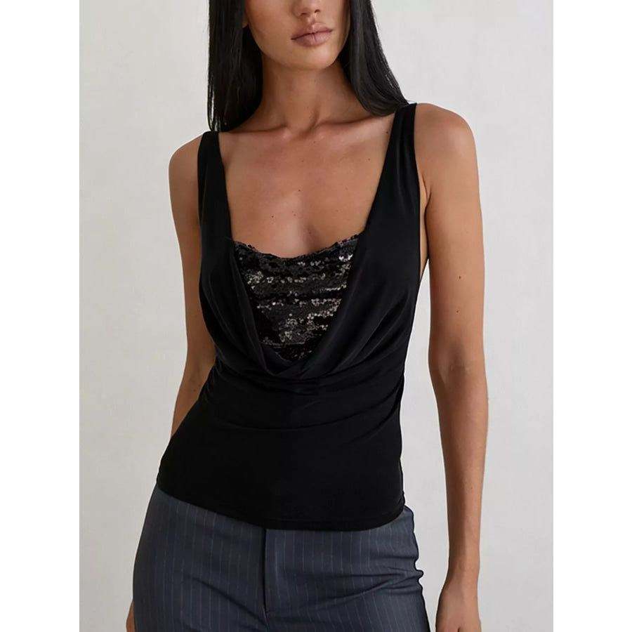 Sequin Detail Ruched Tank Apparel and Accessories