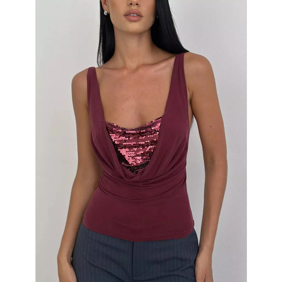 Sequin Detail Ruched Tank Apparel and Accessories