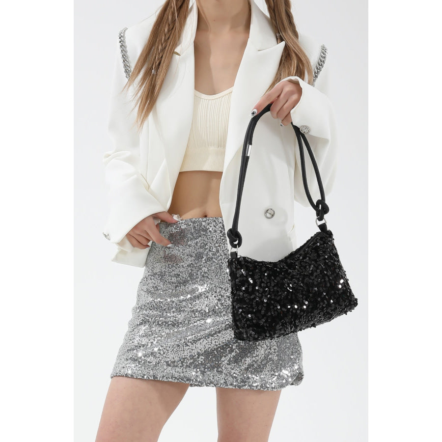 Sequin Double Strap Shoulder Bag Apparel and Accessories