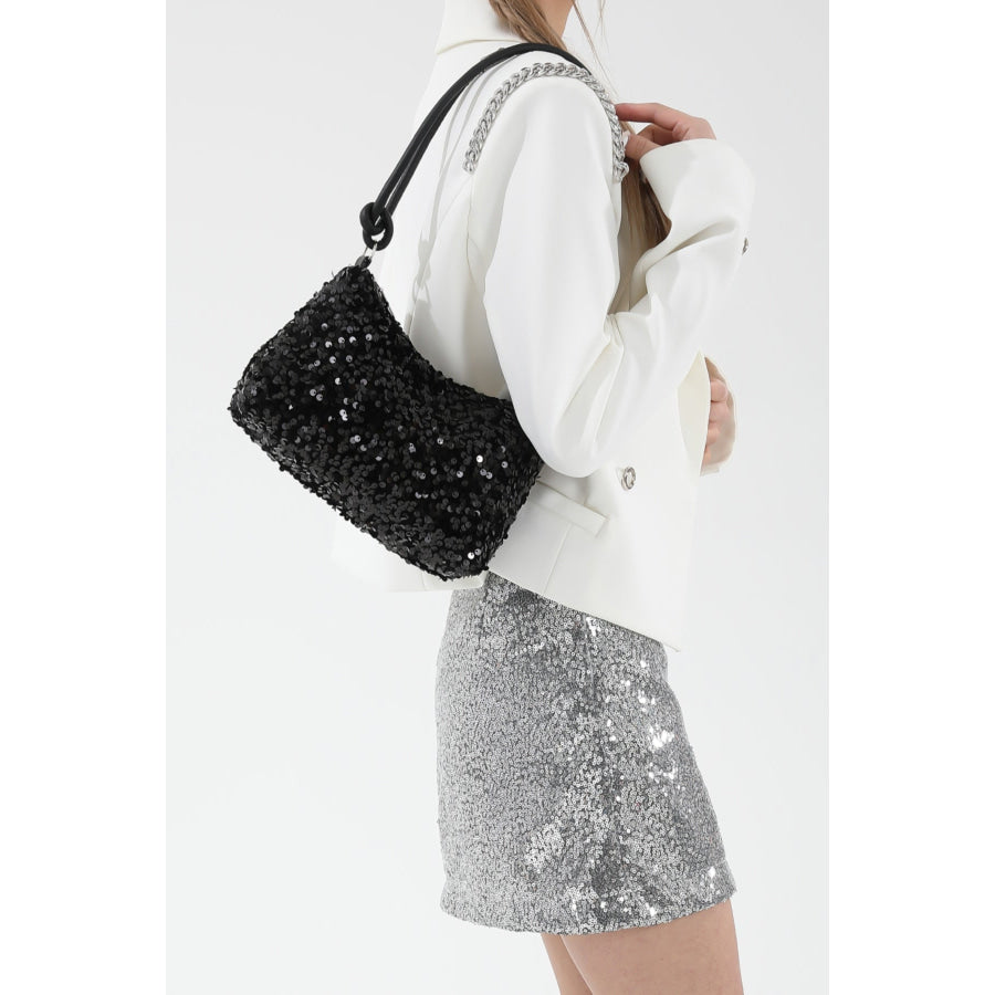 Sequin Double Strap Shoulder Bag Apparel and Accessories