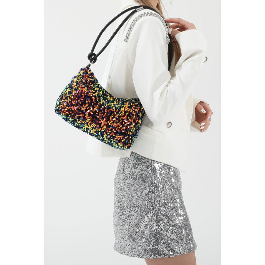 Sequin Double Strap Shoulder Bag Apparel and Accessories