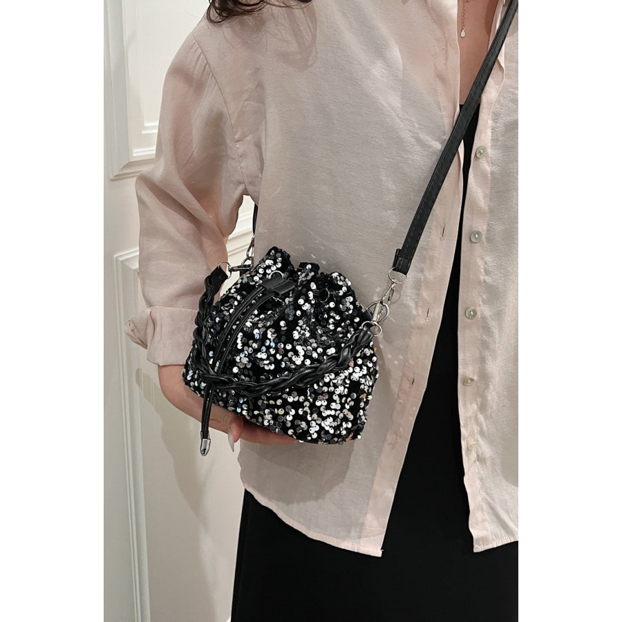 Sequin Drawstring Bucket Bag Apparel and Accessories