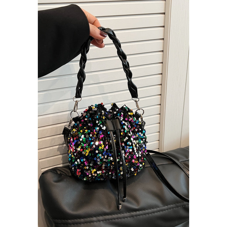 Sequin Drawstring Bucket Bag Apparel and Accessories