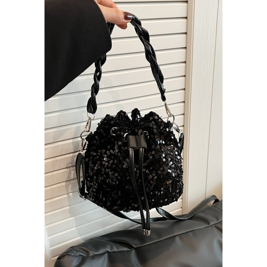 Sequin Drawstring Bucket Bag Apparel and Accessories