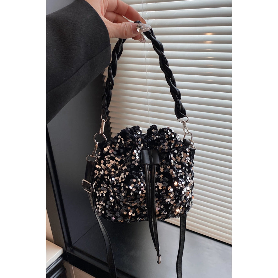 Sequin Drawstring Bucket Bag Apparel and Accessories