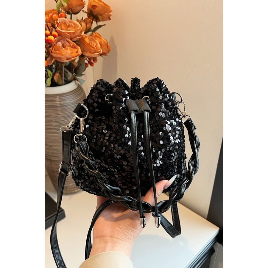 Sequin Drawstring Bucket Bag Apparel and Accessories