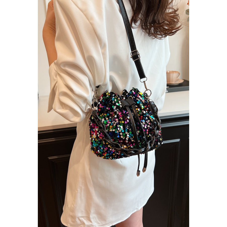 Sequin Drawstring Bucket Bag Apparel and Accessories