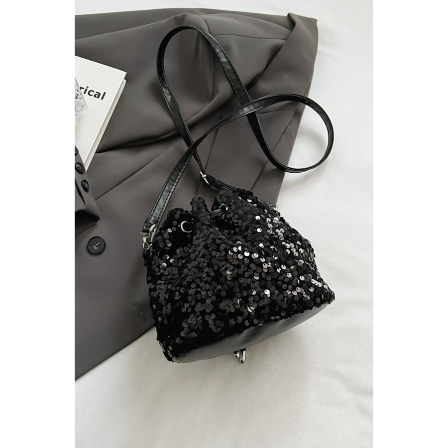 Sequin Drawstring Bucket Bag Apparel and Accessories