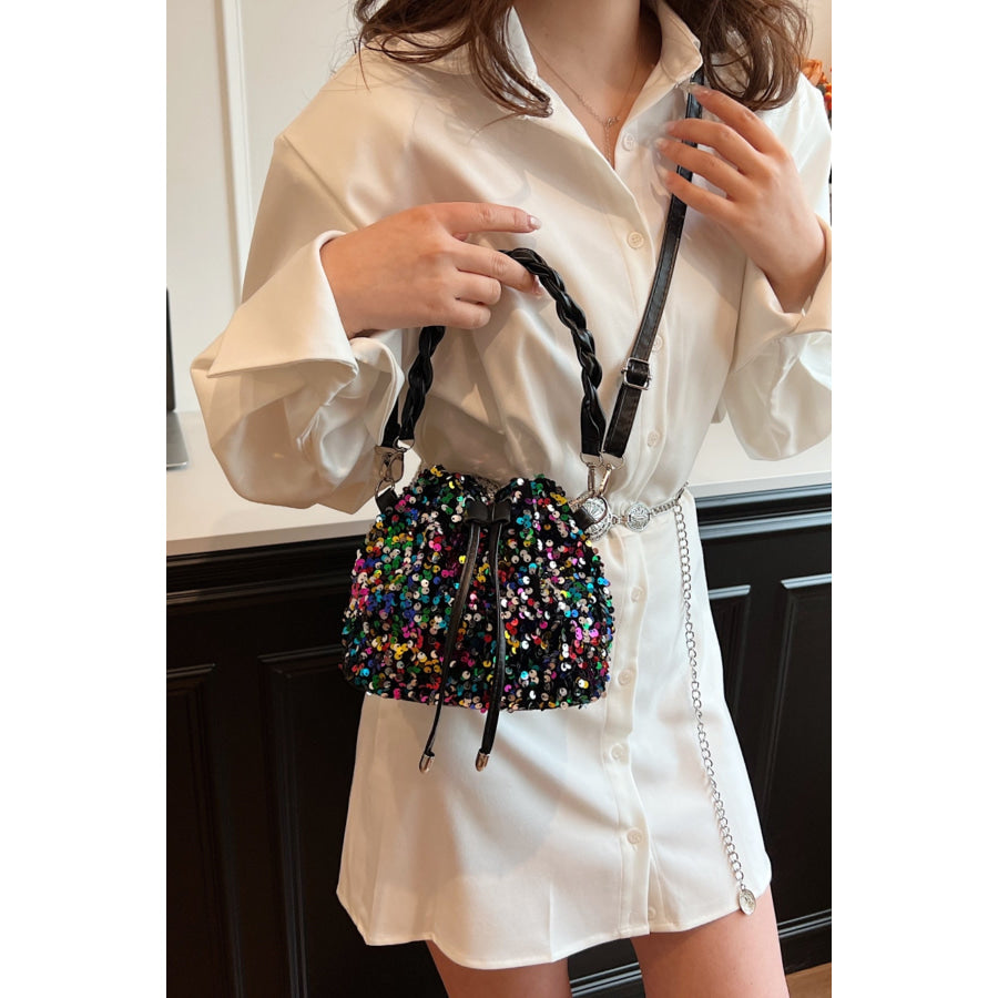 Sequin Drawstring Bucket Bag Apparel and Accessories