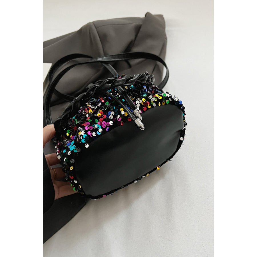 Sequin Drawstring Bucket Bag Apparel and Accessories