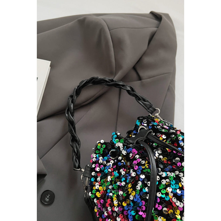 Sequin Drawstring Bucket Bag Apparel and Accessories