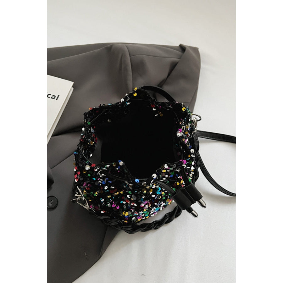 Sequin Drawstring Bucket Bag Apparel and Accessories