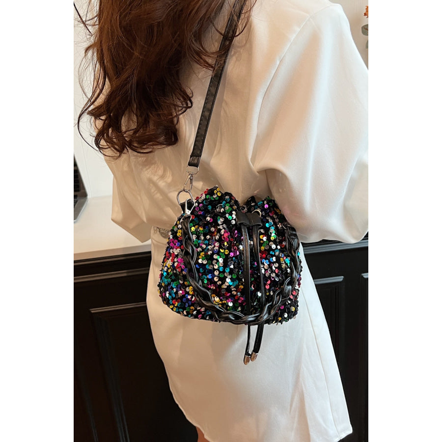 Sequin Drawstring Bucket Bag Apparel and Accessories